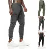 Calças masculinas de algodão ginásio escuro cinza carga calça corredores correndo streetwear esporte calças masculino treinamento treino fitness sweatpants