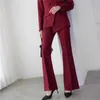 Dwuczęściowe spodnie damskie Elegancki zestaw biznesowy Burgundowy Slim Fit Dostanie piersi weselne panna młoda mama formalny impreza wieczorna suknia na balu (kurtka