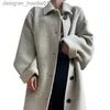 Women's Wool Blends Loose Wool Coat for Women Thickened Warm Alpaca Cashmere Korean Fashion Cowhide Belt Autumn Winter Women's Coat L230920