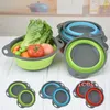 Multifunctionele opvouwbare siliconen vergiet Fruit Groente Wasmand met handvat Opvouwbare filtermanden Keukengereedschap Reinigingsbak T9I002457