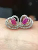 Boucles d'oreilles en forme de cœur d'amour, rubis, naturel et véritable, en argent Sterling 925, bijoux fins, 3 à 5mm, 2 pièces, gemme