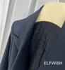 Women's Suits Woman Navy Wool Blend Double Breasted Blazer Suit Buttons Front Long Sleeved Fashion Tops 2023