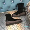 Diseñador de lujo negro nude naranja plataforma elástica botas cortas cuña zapatos de moda