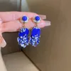 Medieval Earrings Blue Lantern Flower Earrings Fashion Retro Light Luxury High Grade Earrings Wholesale for Women