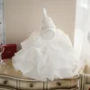 Robes de fille en dentelle blanche, robe de baptême en Tulle, sans manches, robe de bal de baptême, d'anniversaire et de mariage pour bébé enfant