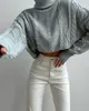 Women's Sweaters Autumn And Winter 2023 Leisure Fried Dough Twists High Neck Jacquard Long Sleeve Versatile Sweater Knit