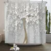 Rideaux de douche Bouquet élégant de fleurs blanches fantastiques rideau de douche de style 3D rideau de salle de bain avec tapis de bain ensemble de tapis décoration florale pour la maison 230919