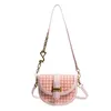 Exquisite Abendtaschen, Damen-Stil, halbrunde Satteltasche, modische geprägte Tausend-Vogel-Plaid-Einzelschulter-Gezeiten-Crossbody-Tasche 230828