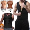 Homens cintura trainer colete neoprene sauna terno espartilho corpo shaper zíper tanque superior treino shirt338y