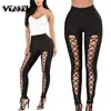 Vrouwen Broek s Sexy Lace Up Bandage Leggings Hoge Taille Broek Party Nachtclub Vrouwelijke Fitness Skinny Lange 230919