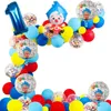 Outros suprimentos de festa de evento 98pcs / conjunto Plim Clown Arch Garland Kit Folha Número Balões Látex Air Globos Baby Shower Decorações de Aniversário Crianças Brinquedos 230919