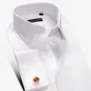 Camisas de vestido masculinas Luxo Mercerizado Algodão Frenc Cuff Botão Sirts Lon Manga Homens Smoking Weddin Sirt I Qualidade Wit Abotoaduras