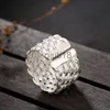 Band Rings Original Wide Hand Knitted 925 Sterling Silver Ring Vintage Personalized Open Index Finger Men's and Women's Design Jewelry x0920