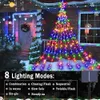 その他の家の装飾屋外クリスマスデコレーションソーラースターライトストリング350 LEDツリー8モードヤードフェスティバルバレンタインパーティーウェディング230919