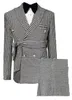 Costumes pour hommes Blazers Plaid pour hommes 2 pièces Slim Fit revers pied-de-poule imprimé Blazer pantalon mode hommes d'affaires mariage marié Tuxedos 230920