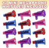 Andra evenemangsfestleveranser Mini Glitter Megaphone Whistles Set av 12 högkvalitativa plastmaterial Fun Noisemaker Toys Söta födelsedagsgavar 230919