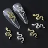 Nail Art Decorations 10pcs 3D GoldSilver Snake Nail Charms Metal Alloy Snake Nail Art Rhinestones Manicure Jewelry For DIY Luxury Accessories 230919