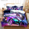 set Set di biancheria da letto Set di biancheria da letto Rocket League Copriletto in cartone animato Singolo Twin Completo Queen King Size Design Letto per auto Set per bambini per adulti Camera da letto Du