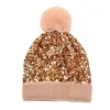 Cappelli lavorati a maglia con paillettes in velluto invernale Plus per donna Cappello a cuffia unisex elastico caldo berretto Hip Hop morbido berretto largo 920