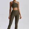 Actieve sets Yogaset Dames 2-delige Gymkleding Casual Sportswear Workout Leggins BH-pak Met schroefdraad Wijde pijpen Flare Pilates Fitnesstrainingspak