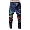 Jeans pour hommes Design Skinny Hommes Streetwear Imprimé Punk Pants288N