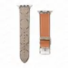 Luxury Designer Strap Armband Watch Band för Apple Iwatch 8 7 6 5 4 3 2 Ultra SE Band 38mm 40mm 41mm 42mm 44mm 49mm läder mode ränder ersättare