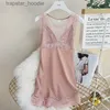 Sexy Set V-Neck Lady Nightgown Summer New Chemise Sleepwear Sexy Nightdress Dressing Gown Lingerie Female Silky Satin Lace Home Dress L230920