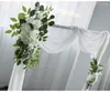 Decorative Flowers White Silk Runners Row Floral Artificial Flower Table Runner Wedding Arch For Decoration