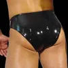 Trajes de catsuit masculino preto 100% shorts de látex de borracha sexy boxers apertados