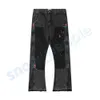 2023 Mens Designers FLARED JEANS HIP HOP SPLICED DISTRESSED RIPD Slim Fit Denim Trousers Mans Streetwear Washed Pants Size S-XLH1SF