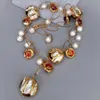 Chokers Y YING Freshwater Cultured White Biwa Pearl Brown Murano Glass Chain Y Drop Necklace 21" 230920