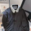 Camicie casual da uomo stile francese risvolto a contrasto di fascia alta a maniche lunghe per uomo 2023 donna primavera autunno pendolarismo top interni professionali