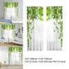 Vorhang 2x weiße grüne Blätter Vorhänge Voile Fensterbehandlungen für Schlafzimmer