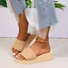 Slippers 2023 Summer Women's Shoes Korean Version One Word Thick Sole High Heel Candy Pine Cake Slope Sandals Large