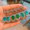 Висячие серьги Vinregem 9, 11 мм, созданный в лаборатории изумруд, турмалин Параиба, драгоценный камень Сона, бриллиант, винтажные свадебные украшения, оптовая продажа