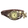 Orologi da polso da donna Bracciale retrò Orologio da polso Tessuto avvolgente in ecopelle Farfalla Perline Catena pendente