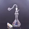 2st 6 tum Mini Glass Oil Burner Bong Water Pipes med konstmönster.