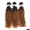 Hår wefts 9a klass brasiliansk jungfru 1b/30 djup lockig våg 3/4 buntar 100% obearbetade mänskliga naturliga ombre färg droppleveransprod dh5vy