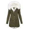 Dames dons warme dikke bovenkleding jassen herfst en winter plus kasjmier effen kleur kapjas parka's zak slanke femme