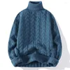 Herrtröjor Vita Turtleneck Hög krage och tröja Vintage Pullovers för man Varma kläder Pullover Winter Fashion
