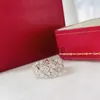 Anéis de banda Anel de designer de luxo três fileiras de anéis de diamantes anel de diamante quadrado 610 tamanho moda versátil unissex temperamento anel highend luxo moda simples x0