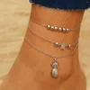 Länkarmband Böhmen Guldfärg ananaskedjan Ankelarmband på benens smycken Boho Star Charm Anklet Set för kvinnliga tillbehör