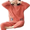 Vêtements de nuit pour femmes Pyjamas en flanelle pour femmes hiver cachemire garder au chaud vêtements de nuit filles adultes belle bande dessinée ours corail vêtements de maison