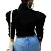 Women's Jackets Y2k Women's Ripped Denim Jacket Casual Long Puff Sleeve Button Down Cropped Jean Coats for Fall 230919