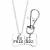 New Fashion Gold Silver Color Dog Bone Friends Charm Necklace Keychain Hand Stamped Bones Friendship Jewelry 309r