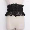 Belts Women's Runway Fashion White Black Elastic Lace Cummerbunds Female Dress Corsets Waistband Decoration Wide Belt TB1272