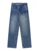 Jeans pour hommes rétro tendance nationale niche originale grande poche design haute rue ample longueur au sol pantalon à jambes larges