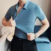 Chemises décontractées pour hommes Hommes Chemise à manches courtes 2023 Été Mince Respirant Haute Élastique Slim Fit Solide Robe Formelle Vêtements Coréens