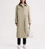 23 Spring/Summer minimalist classic t otem wide cotton detachable collar over knee length trench coat