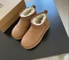 Ultra Mini Platform Boot Designer Vrouw Winter Enkel Australië Snowboots Dikke bodem Echt leer Warme pluizige laarsjes met bont maat 35-42 4RE3